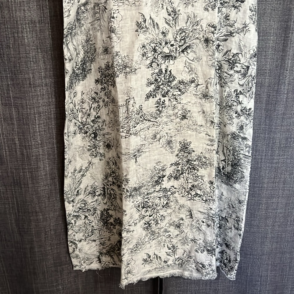 Sanctamuerte size small midi length linen dress beige and black sleeveless - Picture 3 of 6